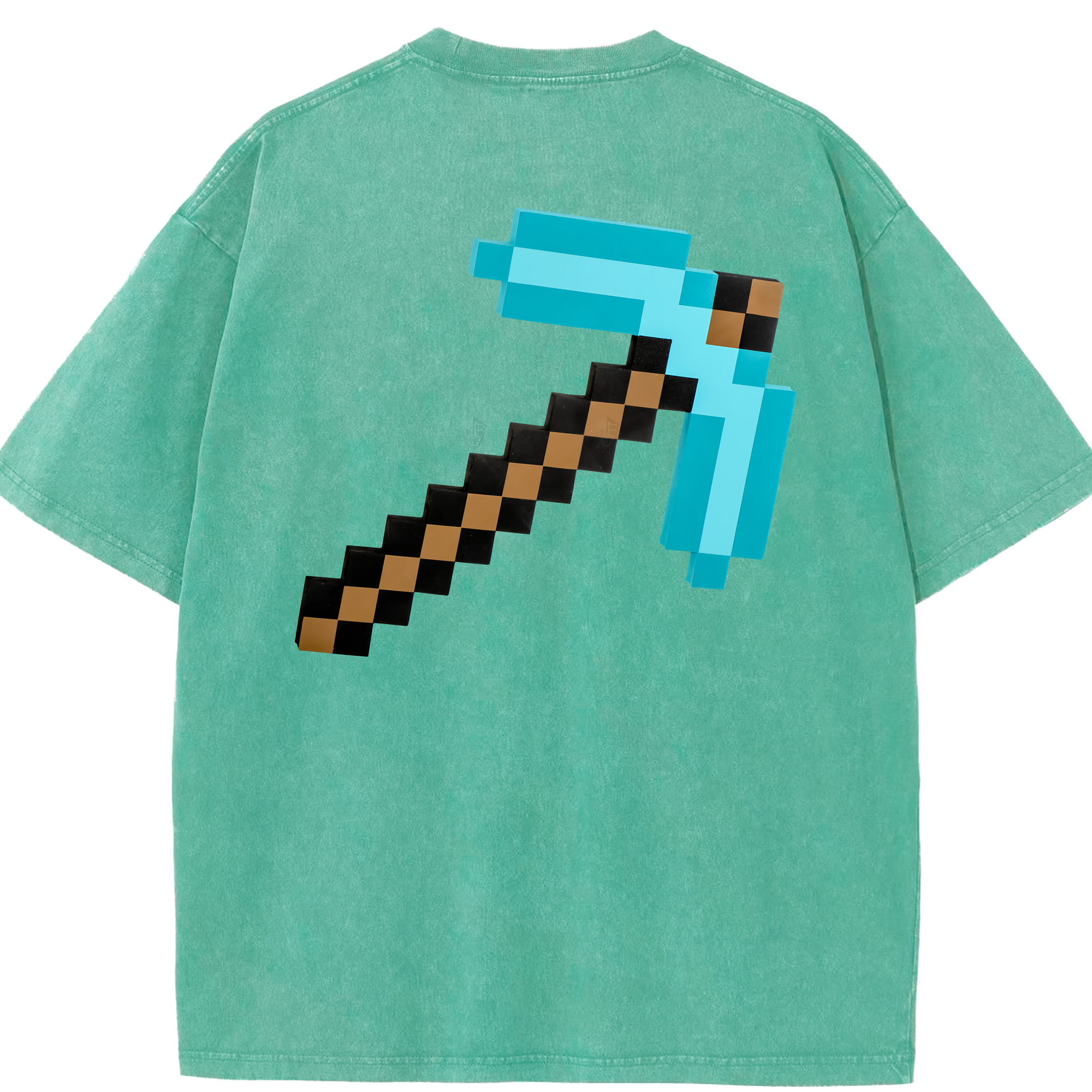 （画像用） マインクラフト ブロックの世界 Minecraft MC Block world 綿100% ヴィンテージ風 半袖Tシャツ（背面プリント）